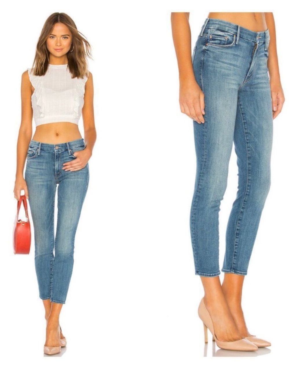 MOTHER The Looker Crop Jeans in Make Me Wash Size 27
